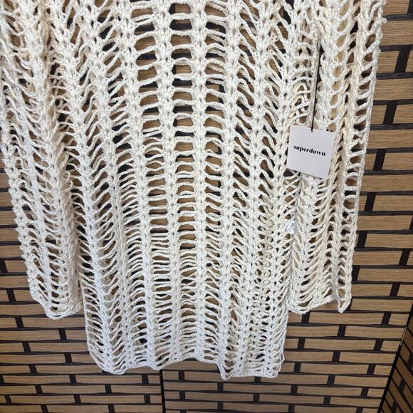 Super Down Ivory Miranda Crochet Mini Dress Size Medium - Picture 4 of 7